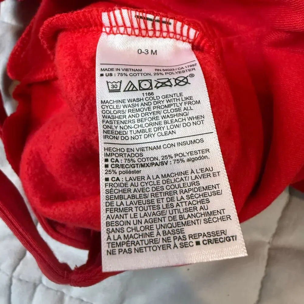 NWT Old Navy Red Fleece Overalls Soft Romper Baby Boy Girl 0-3 Months Christmas